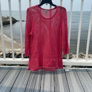 Chico’s - pink mesh sweater tunic - 3/4 sleeve - Chico’s  size 2 (M)